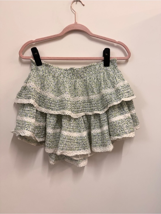 aerie Dresses & Skirts - aerie Light Green Floral Tiered Ruffle Mini Skirt